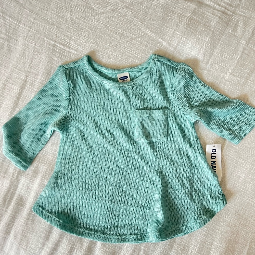BNWT, 12-18 months, Old Navy aqua/blue soft peplum top